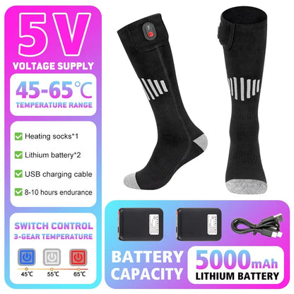 Winter Heated Socks 5000mAh APP Control Thermal socks  Electric Heating Ski Socks Thermal Heated Foot Warmer Ski Sports