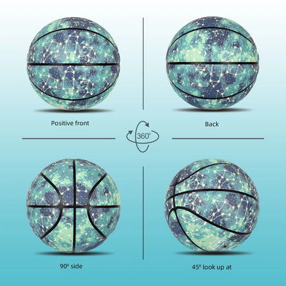Glowing Leather Green Luminous Basketball Gift For Boys Girls,In&amp;Outdoor Night Game Ball Size 7(29.5") / 6(28.5") / 5 (27.5")