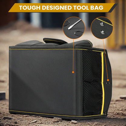 WINHUNT Tote Bag, 10-Pocket Wide Mouth Tool Bag, Tubular Steel Heavy Duty Electrician Tool Bin for Tool Organization and Storage