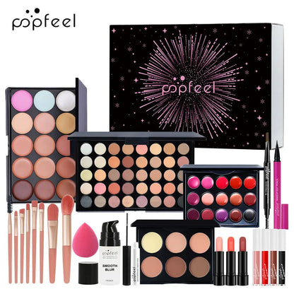 Makeup Kit Gift Box Beauty Eyeshadow Palette Eyeliner Lipstick Mascara Brush Makeup Full Set for Women Female Beginner Student