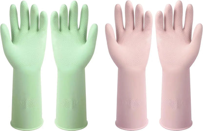 Dishwashing Rubber Gloves Reusable Kitchen Gloves 2Pairs Cleaning Gloves for Washing Dishes Long-lasting&amp;Non-Slip