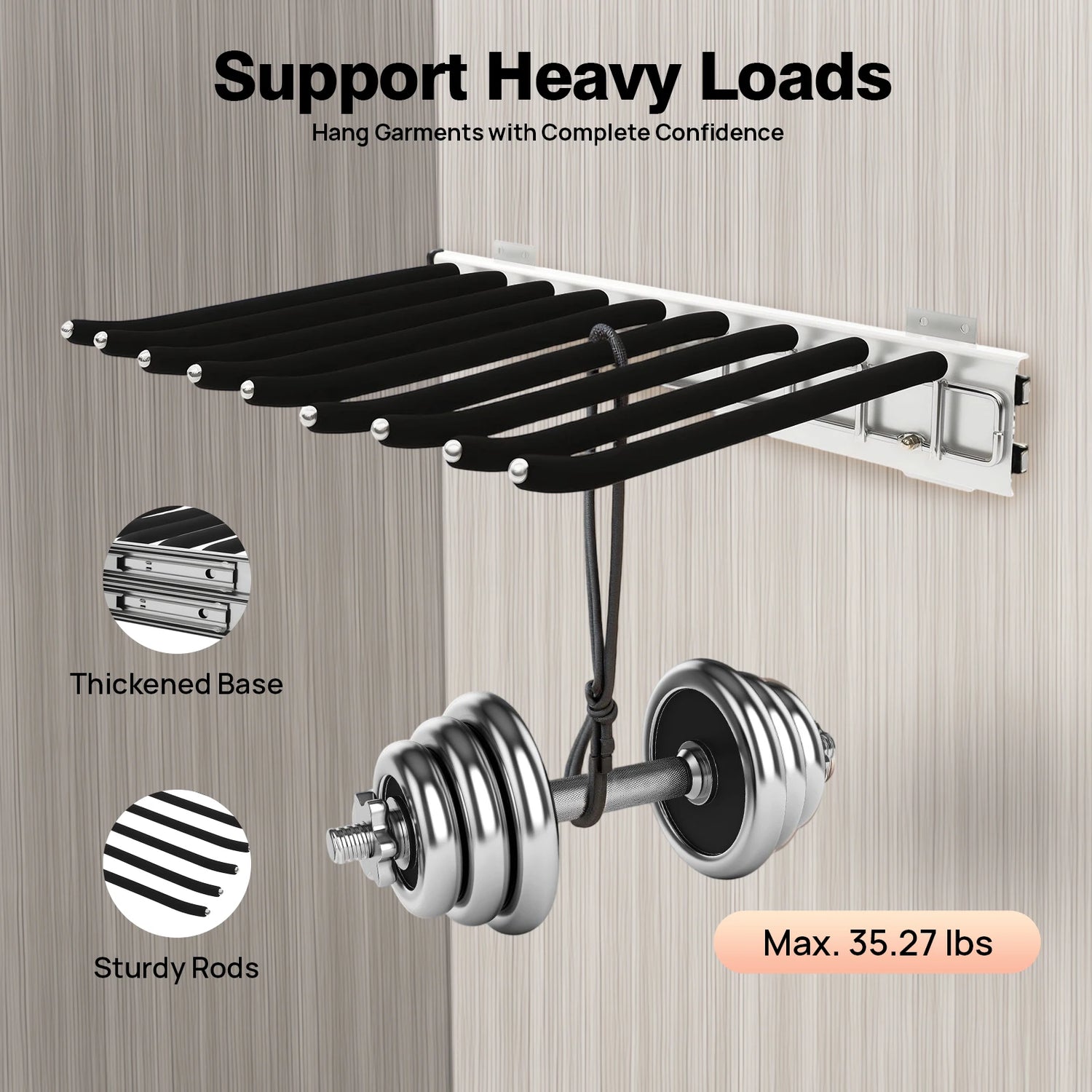 9-Rod Side Mounted Trouser Hanger, 35 lbs Pull Out Trousers Rack, Sliding Pants Rack W/ Flocked Bars for Pants, Ties