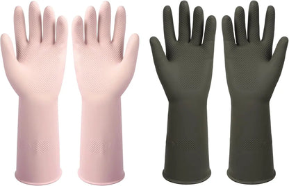 Dishwashing Rubber Gloves Reusable Kitchen Gloves 2Pairs Cleaning Gloves for Washing Dishes Long-lasting&amp;Non-Slip