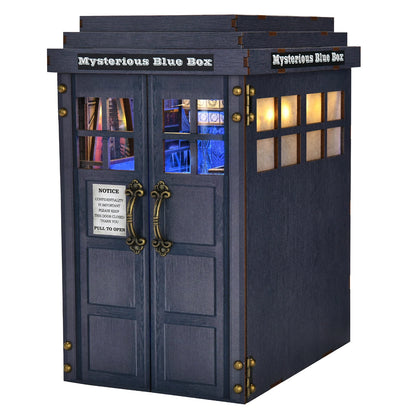 Book Nook Kit Mysterious Telephone Booth DIY Wooden Puzzle Handmade Bookshelf Dollhouse Model Bookend Building Home Decoration