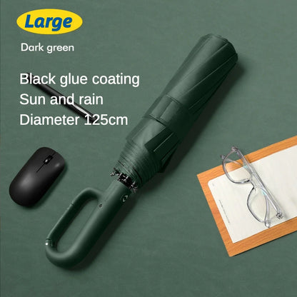 Windproof Automatic Folding Umbrella, 125CM Diameter Large Rain Umbrella, Sun UV UPF50+ Protection Umbrellas for Man and Women