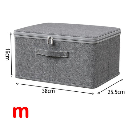 Foldable Storage Box with Cover,Clothes Storage Box with Zipper,Large Capacity Quilt Storage Box Wardrobe Underwear Organizer Bo