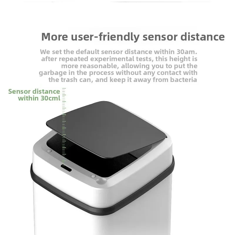 13L Smart Sensor Trash Can Fully Automatic Waterproof for Kitchen Living Room Household Bathroom Toilet Garbage Bin