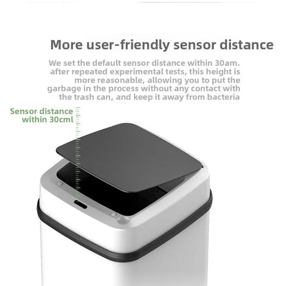 13L Smart Sensor Trash Can Fully Automatic Waterproof for Kitchen Living Room Household Bathroom Toilet Garbage Bin
