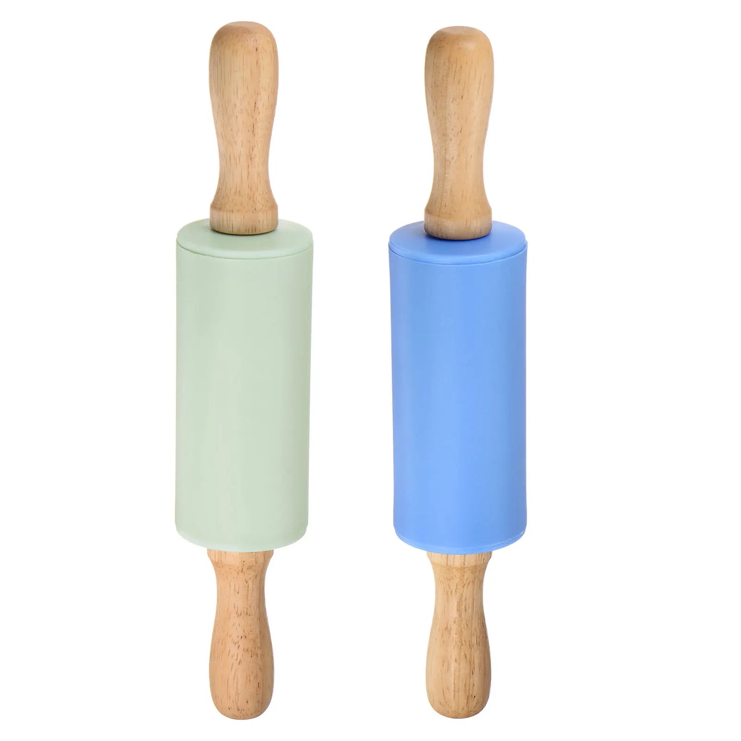 Silicone Rolling Pins for Baking 23.5cm x 4.2cm Light Green &amp; Blue
