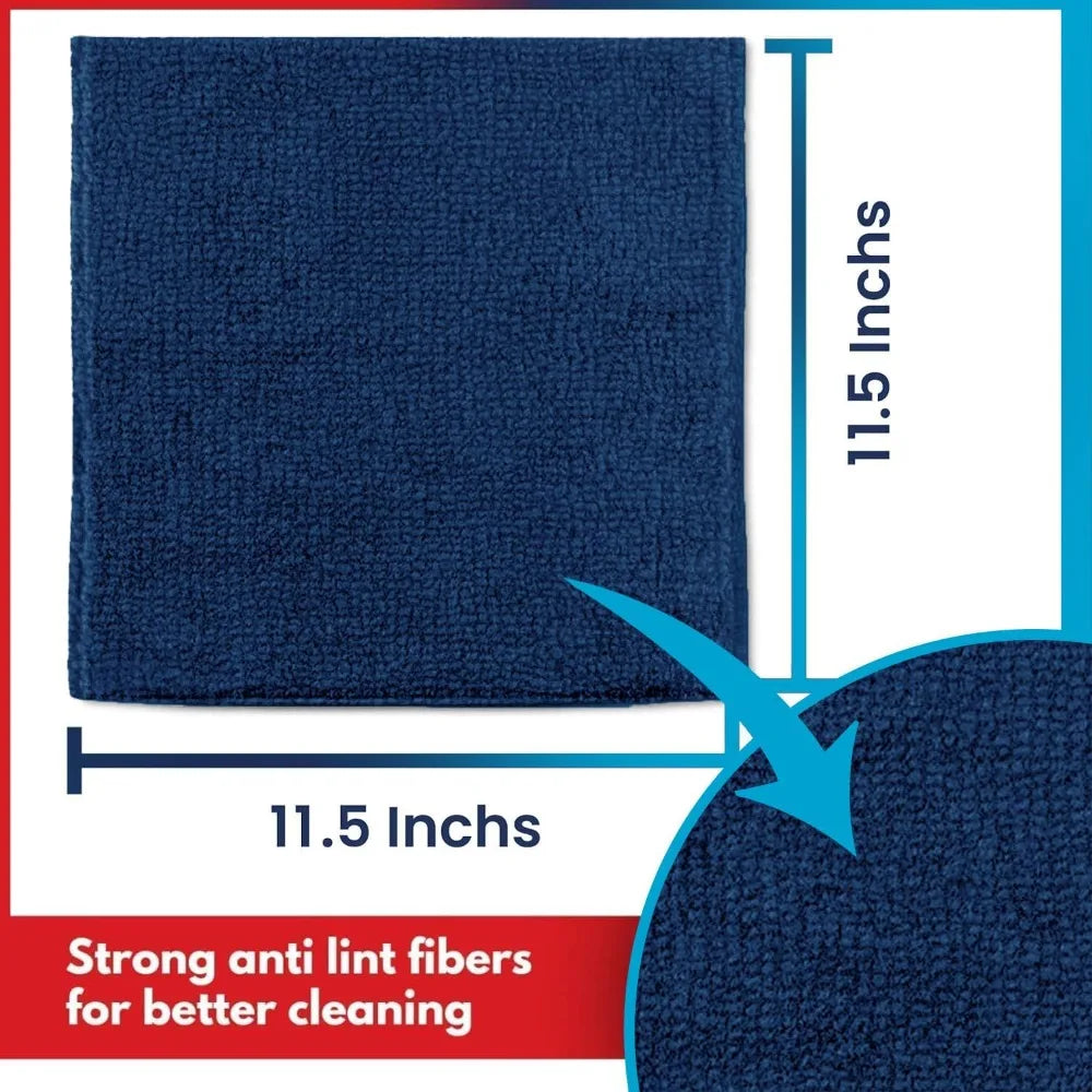 6-Pack Microfiber Cleaning Cloths - 11.5"x11.5" High Performance, Durable for 1200 Washes, Super Absorbent for Effective Grime a