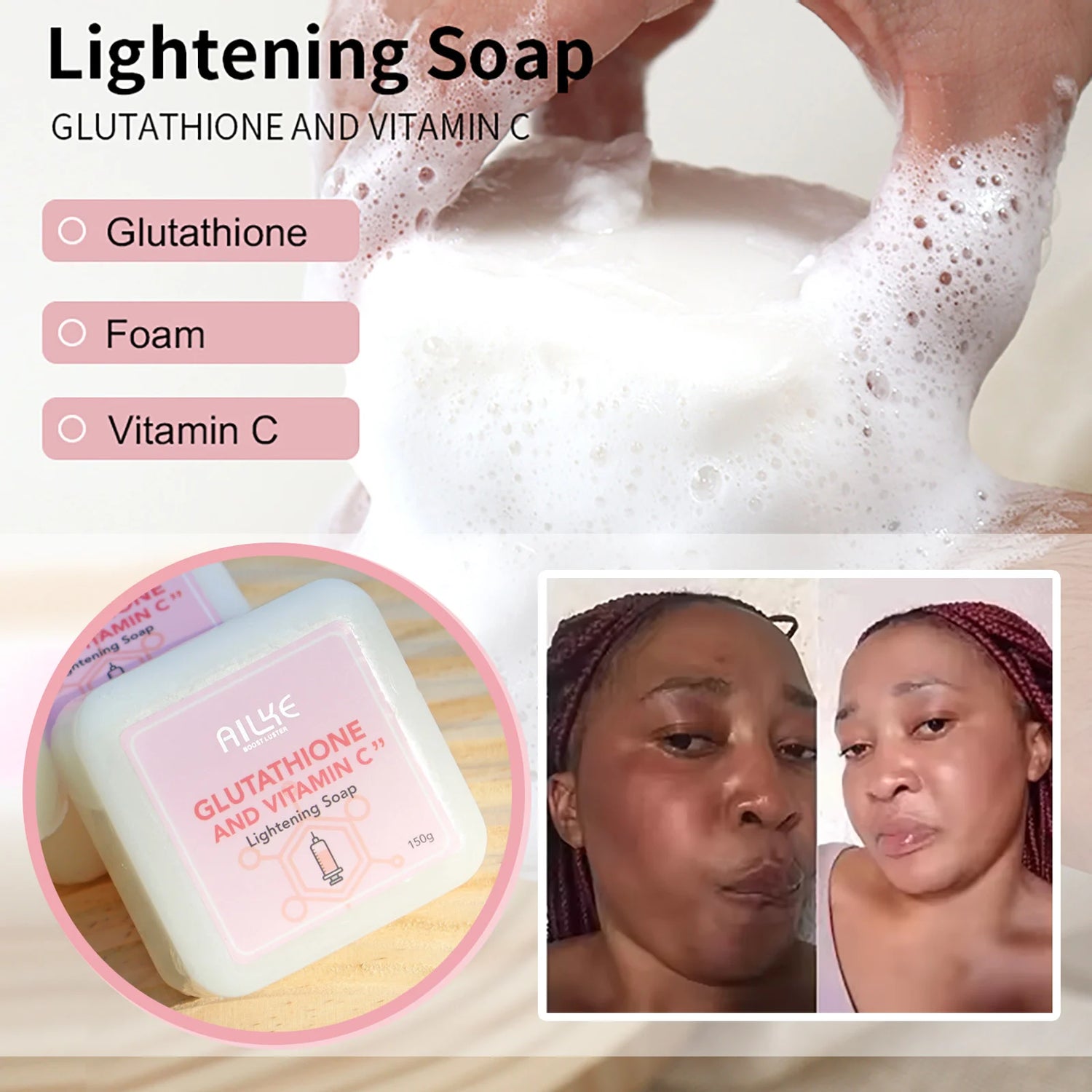 AILKE Vitamin C Cream, Hydration &amp; Brightening Lotion, Improve Dull Skin, Clean Skin, Glowing Beauty Face &amp; Body Care