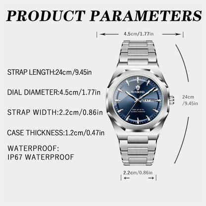 BINBOND Luxury Quartz Man Wristwatch Sport Men Watches Waterproof Luminous Date Week Stainless Steel Men&