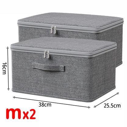 Foldable Storage Box with Cover,Clothes Storage Box with Zipper,Large Capacity Quilt Storage Box Wardrobe Underwear Organizer Bo