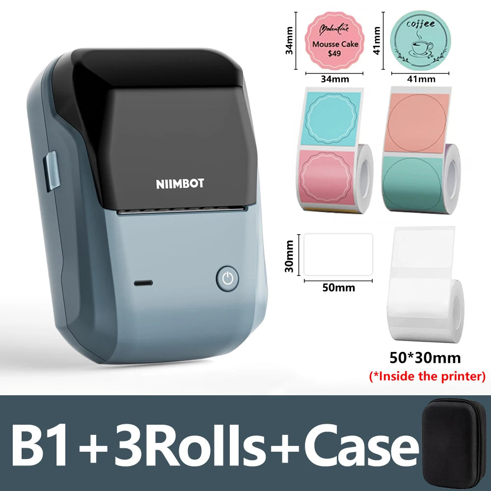 Niimbot B1 Portable Thermal Printer Bluetooth Mini Label Printer Adhesive Paper Maker Sticker Printer 2 Inch Labeling Machine