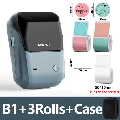 Niimbot B1 Portable Thermal Printer Bluetooth Mini Label Printer Adhesive Paper Maker Sticker Printer 2 Inch Labeling Machine