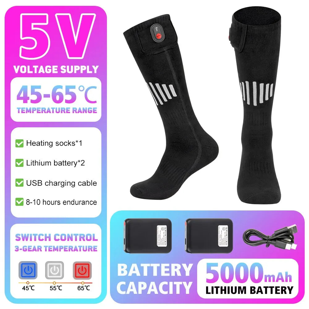 Winter Heated Socks 5000mAh APP Control Thermal socks  Electric Heating Ski Socks Thermal Heated Foot Warmer Ski Sports