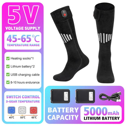 Winter Heated Socks 5000mAh APP Control Thermal socks  Electric Heating Ski Socks Thermal Heated Foot Warmer Ski Sports
