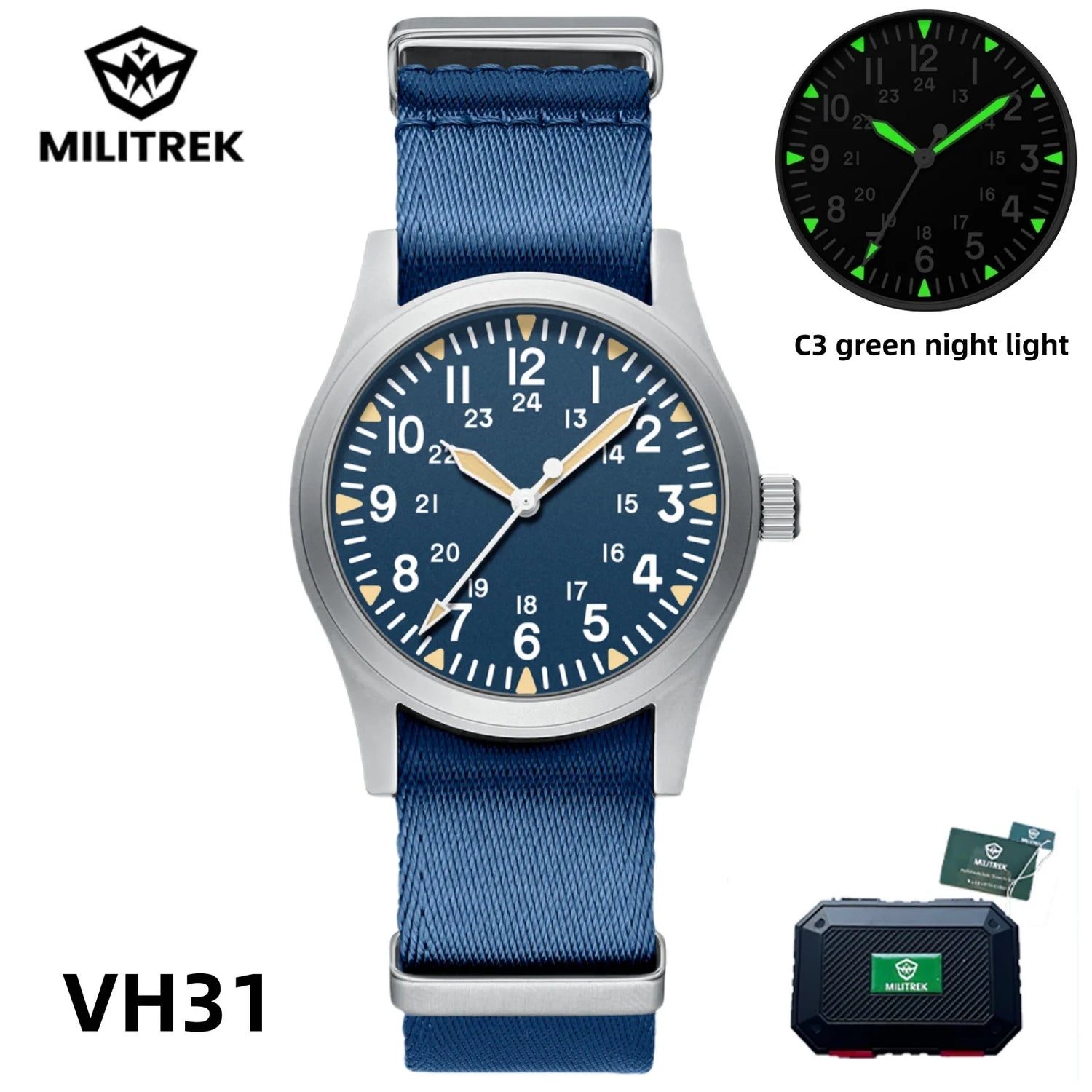 MILITREK 2025 New Men Quartz Watch VH31 37mm Military Waterproof 100M Sapphire Glass Luminous Stainless Steel Reloj Hombre