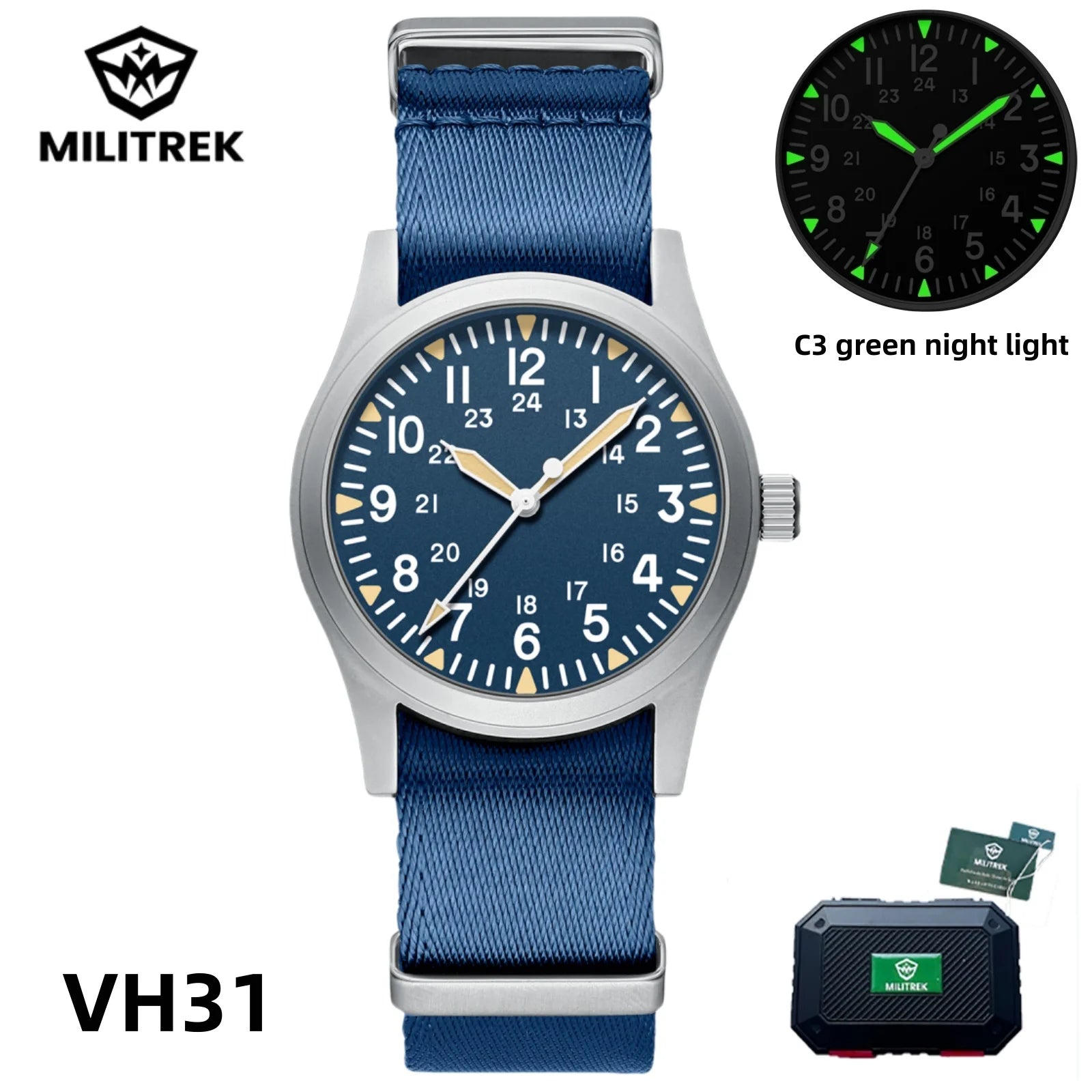 MILITREK 2025 New Men Quartz Watch VH31 37mm Military Waterproof 100M Sapphire Glass Luminous Stainless Steel Reloj Hombre