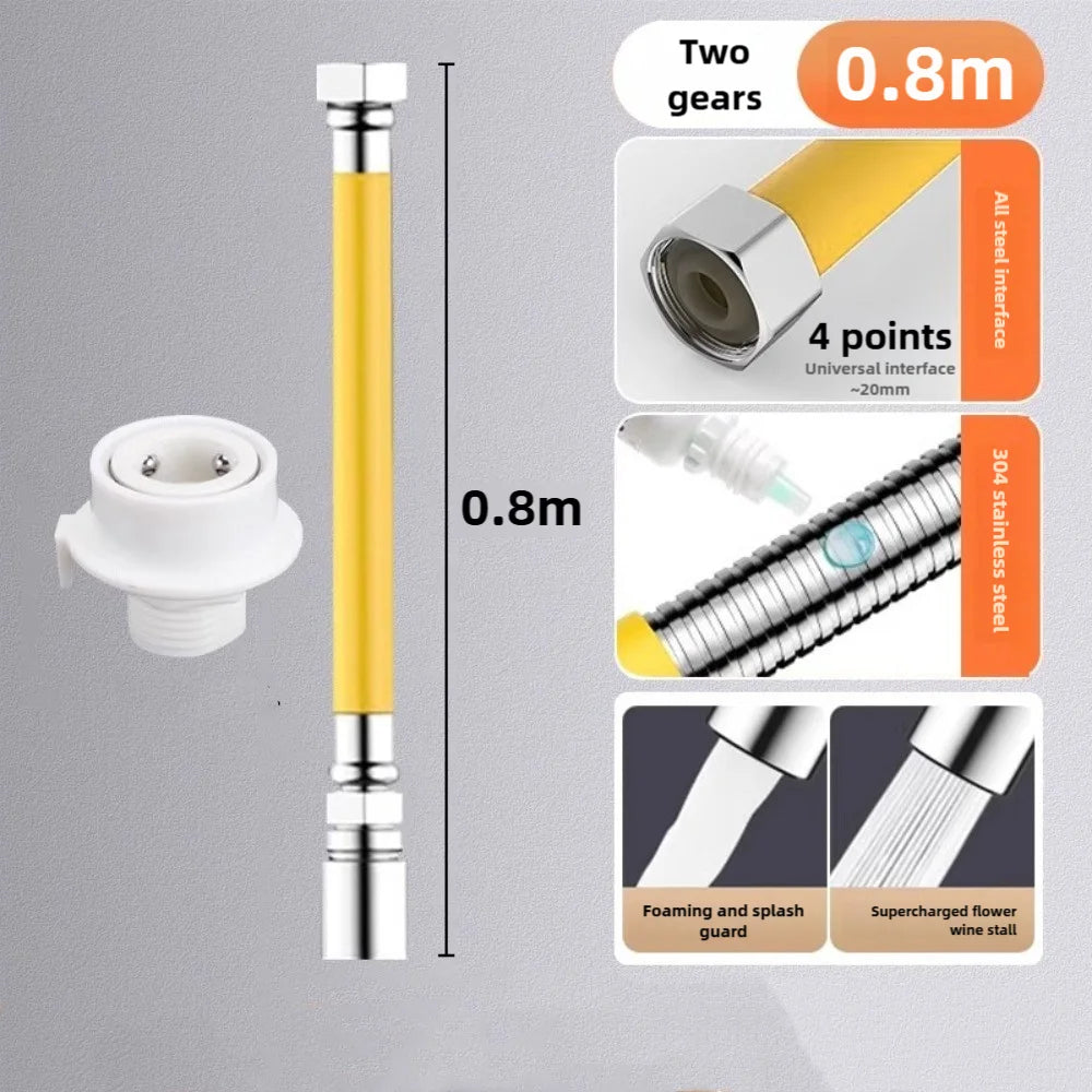 2 Mode Adjust Faucet Extension Extender Adjust Stainless Steel Extension Tube Free Bending Splashproof 360 Degree Extension Tube