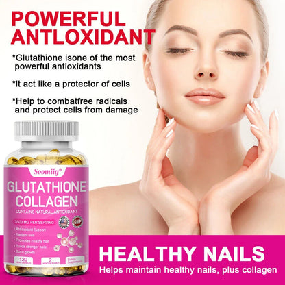 Collagen with Glutathione, Advanced Hydrolyzed Formula for Optimal Absorption, Skin, Hair, Nails &amp; Joints, Natural Antioxidant