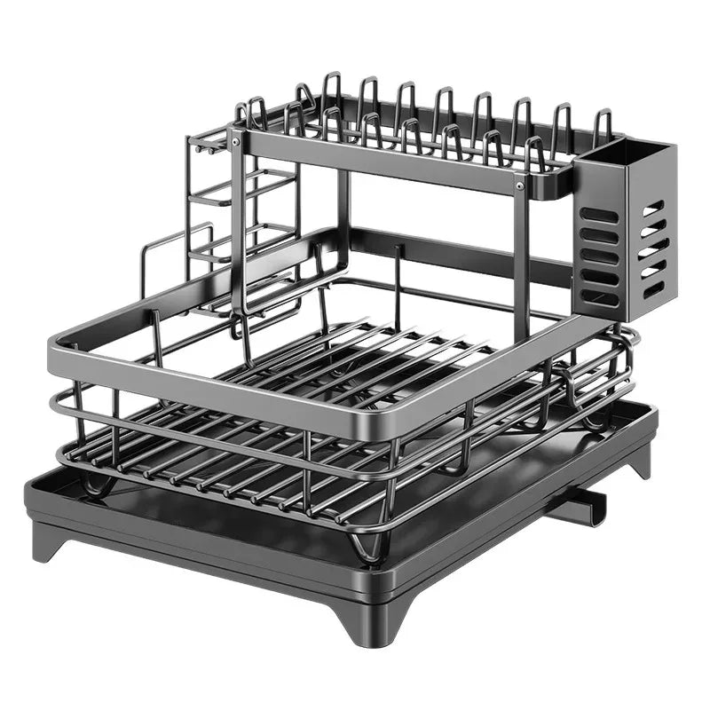 Stainless Steel Dish Drying Rack with Drainboard, Over Sink Plate Organizer for Kitchen Storage &amp; Organization