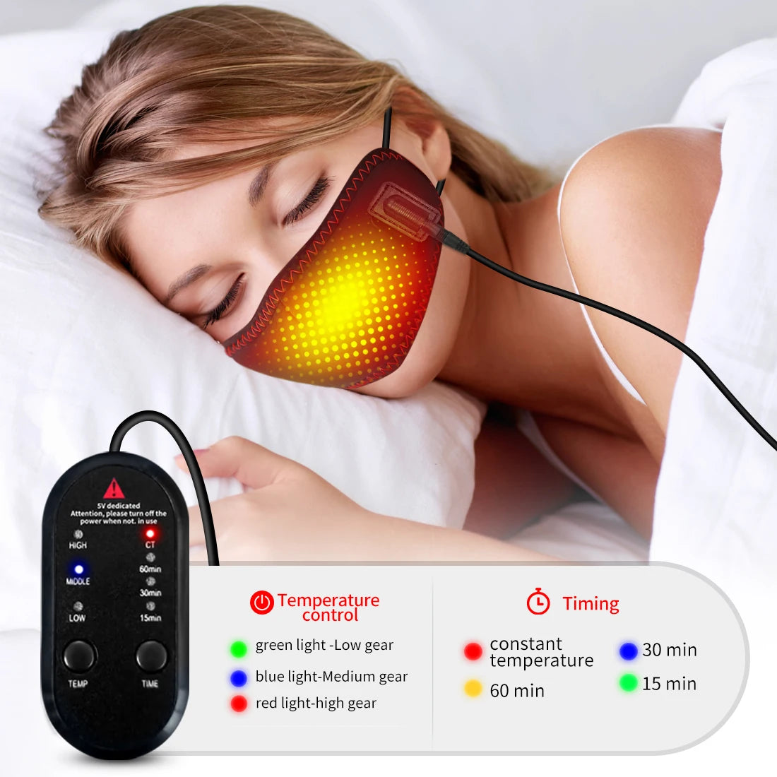 3 Gears Timing Heating Nose Pads Resistant Heating Nose Covers for Snoring Allergic Prevention Relax Respiration