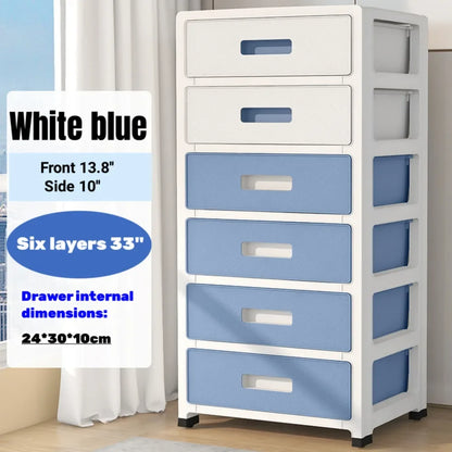 33 Inch Tall 6-Drawer Storage Organizer Cabinet with Wheels, Durable Organizer Box, Plastic Dresser for Closet Bedroom Bathroom