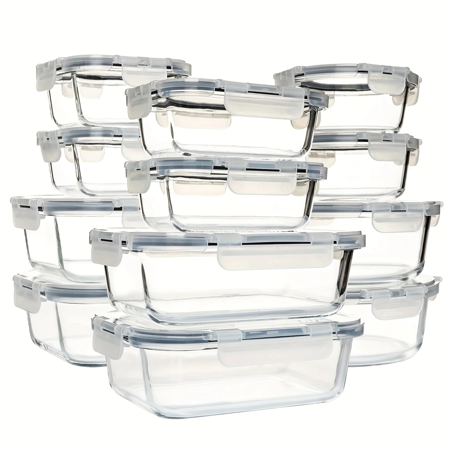 24PCS (12containers+12lids) High Borosilicate Glass Food Storage Containers Set - Leakproof Airtight Lids Perfect for Meal Prep