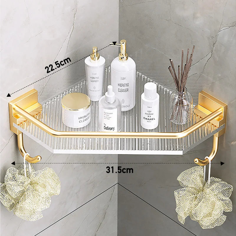Acrylic Bathroom Shelves Wall Mounted Non Grilling Shampoo Organizer Corner Hanging Shower Storage Shelf Adhesive Bath Room Rack