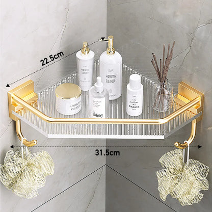 Acrylic Bathroom Shelves Wall Mounted Non Grilling Shampoo Organizer Corner Hanging Shower Storage Shelf Adhesive Bath Room Rack