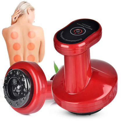 Electric Cupping Massage Guasha Scraping EMS Body Massager Vacuum Cans Suction Cup IR Heating Anti-Cellulite Fat Burner Slimming