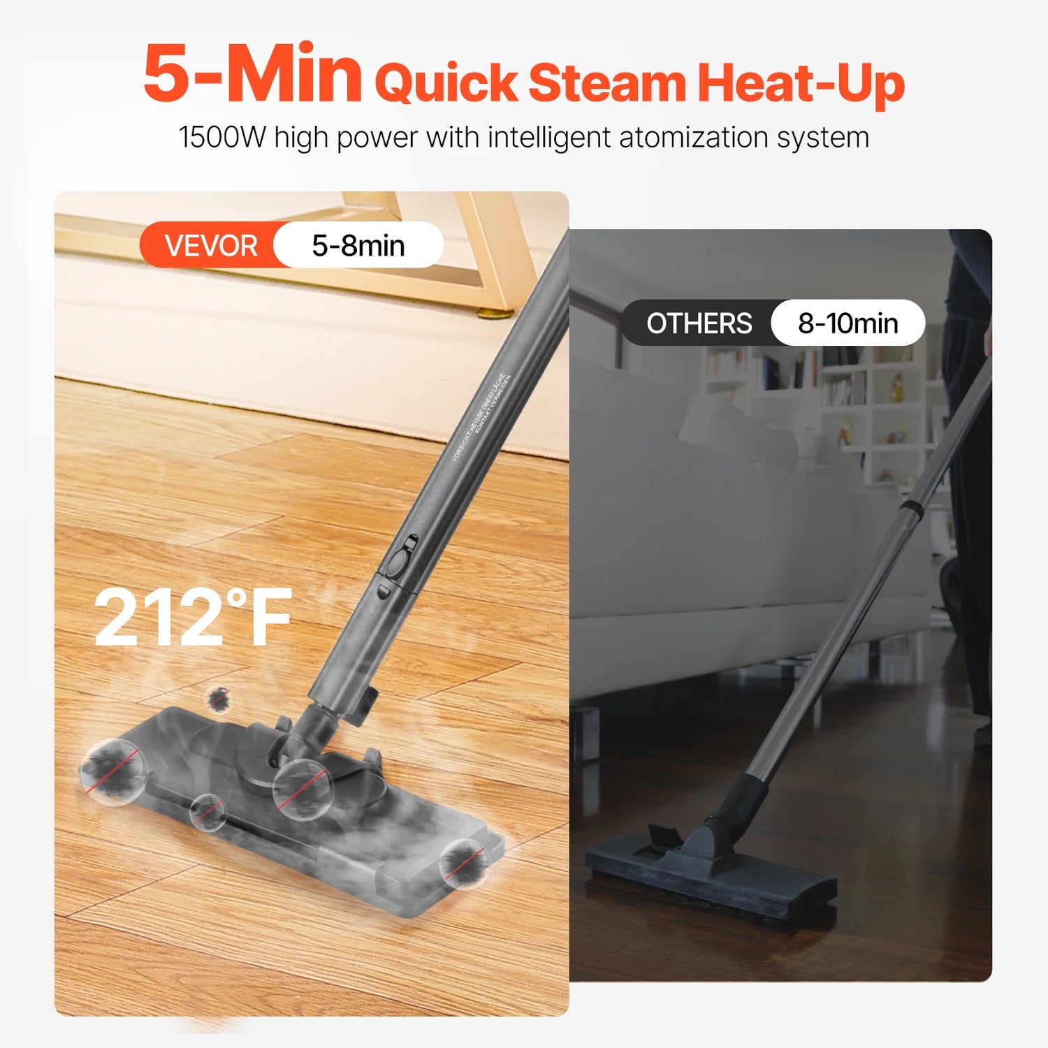 SucceBuy Steam Cleaner Multipurpose Powerful with 51oz Tank and Portable Handle for Grout Tile Floors Appliances Home&amp;Car