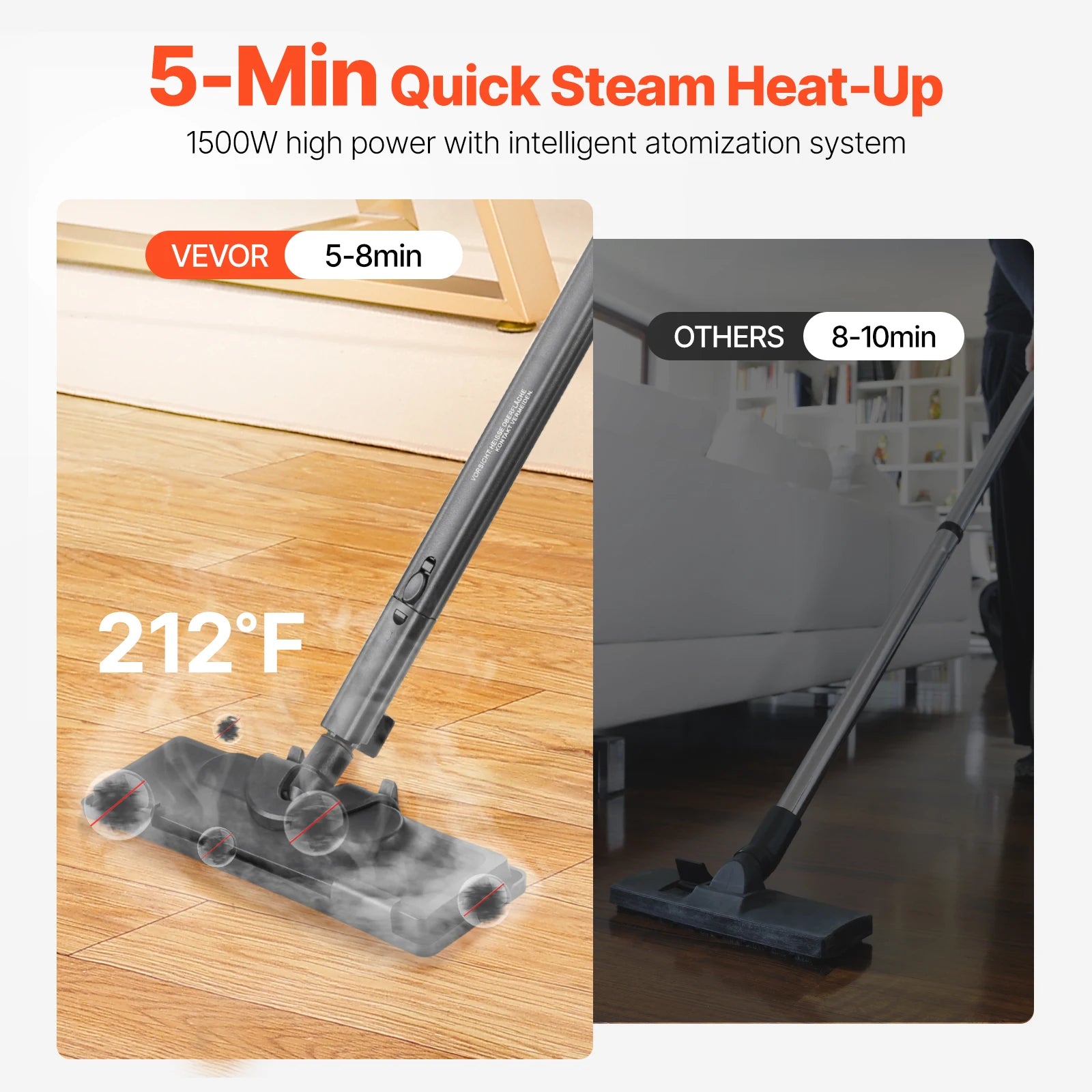 SucceBuy Steam Cleaner Multipurpose Powerful with 51oz Tank and Portable Handle for Grout Tile Floors Appliances Home&amp;Car