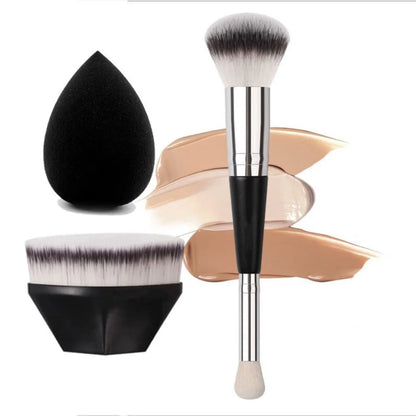 Rounded Taperd Dual-ended Foundation Brush Short Hair Flawless Makeup Brushes Dual-purpose Makeup Brush for Liquid Cream Powder