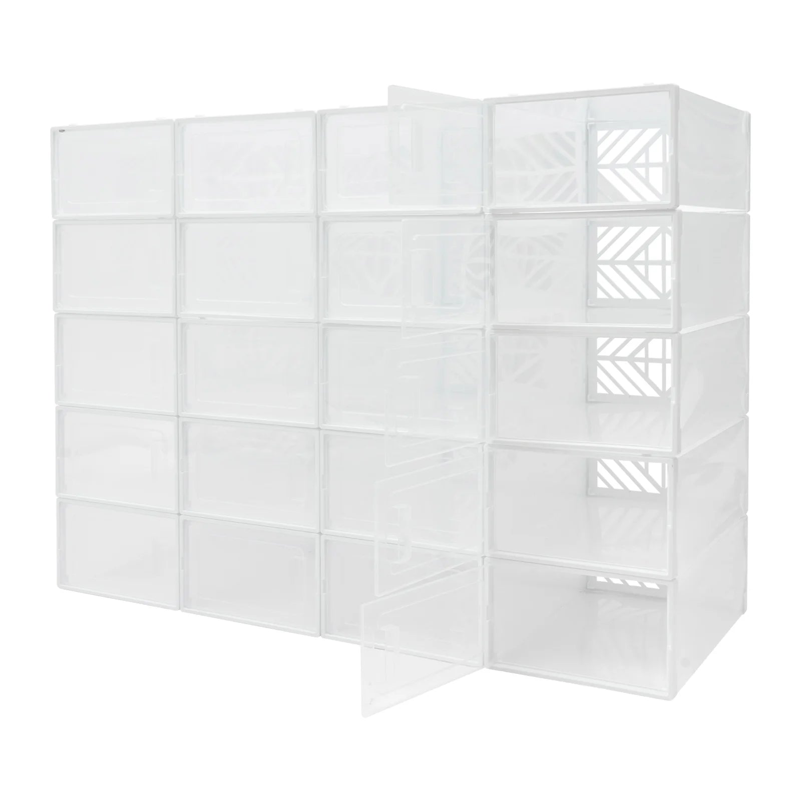 20 Pcs Shoe Storage Box Transparent PP Plastic Shoe Cabinet Moisture &amp; Dust Proof Modern Organizer Black/White