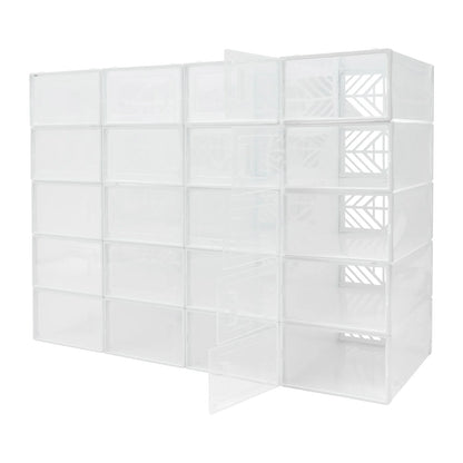 20 Pcs Shoe Storage Box Transparent PP Plastic Shoe Cabinet Moisture &amp; Dust Proof Modern Organizer Black/White
