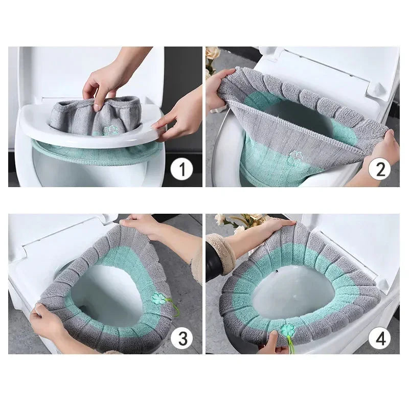 Warm Toilet Seat Cover Comfortable Thick Knitted