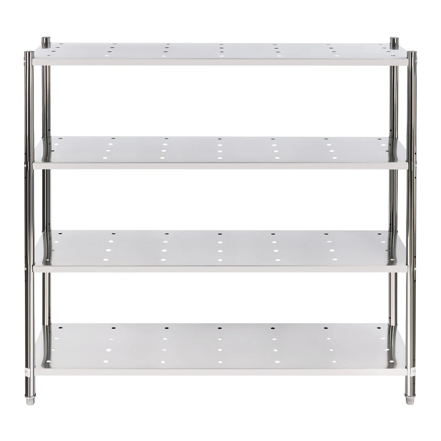 Stainless Steel Shelving, 4 Tier Adjustable Shelf Storage Heavy Duty Shelving Heightened Bottom for Storing and Displaying Goods