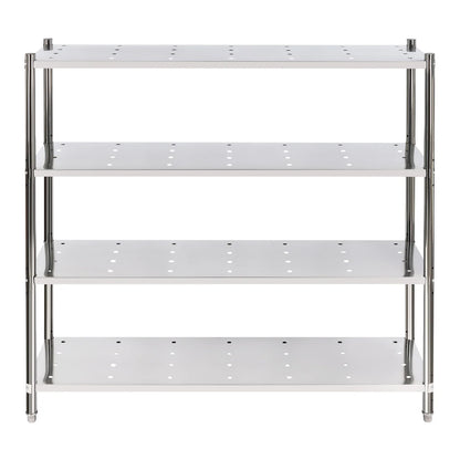 Stainless Steel Shelving, 4 Tier Adjustable Shelf Storage Heavy Duty Shelving Heightened Bottom for Storing and Displaying Goods