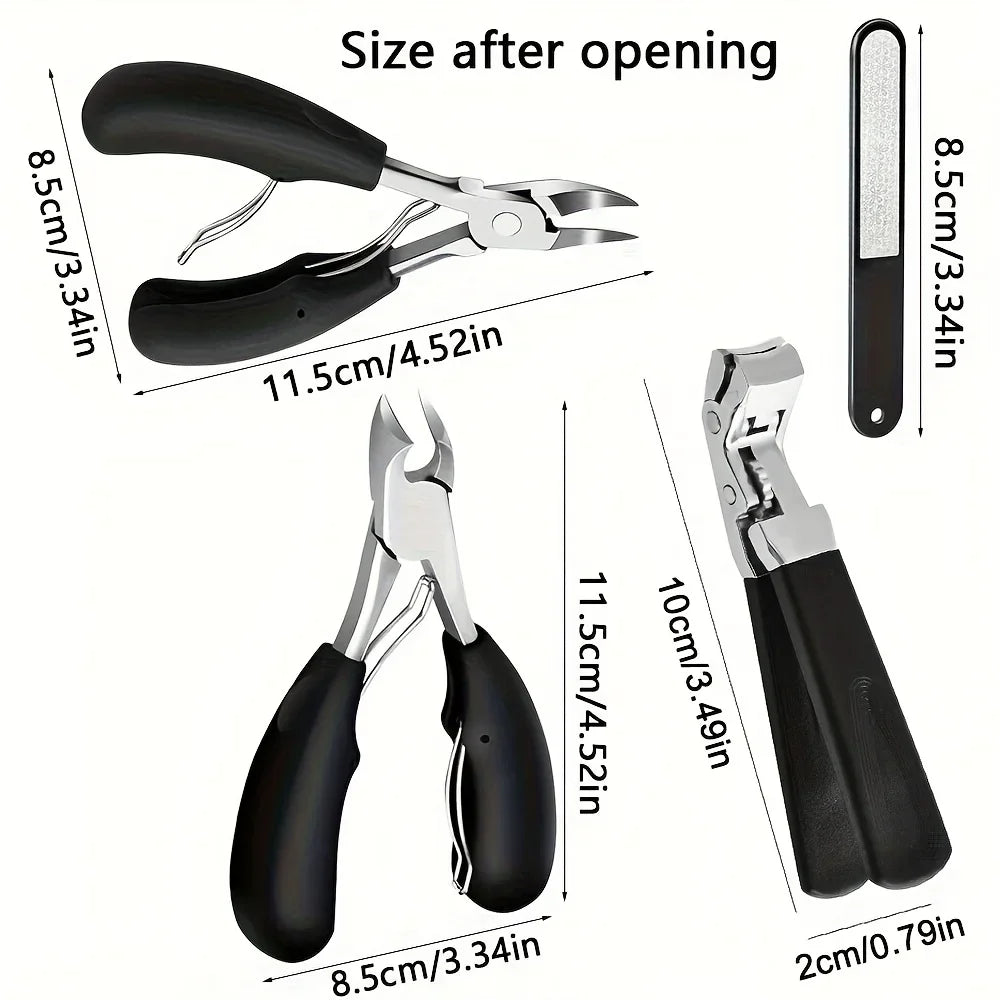 4pcs Thick Nail and Toe Nail Clippers for the Elderly - Extra Large Wide Mouth Opening Nail Clipper Set