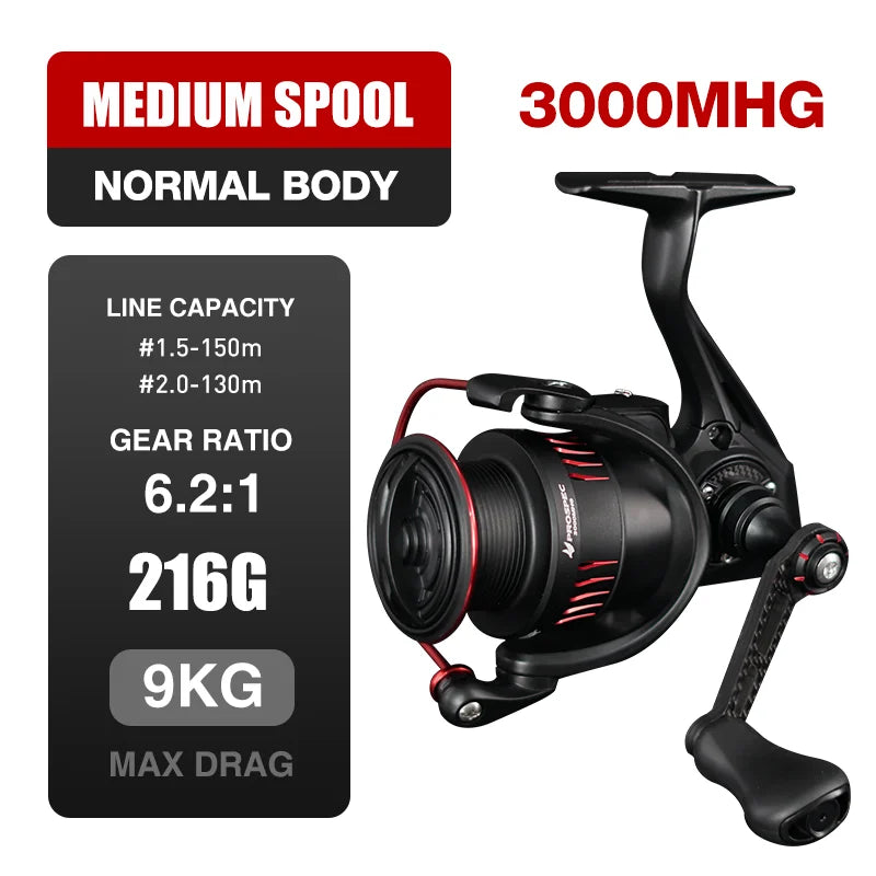 Seasir Prospec Spining Reel P-Series Ultralight Carbon Fiber Washers 8+1BB Max Drag 9Kg Freshwater Saltwater Fishing Coil