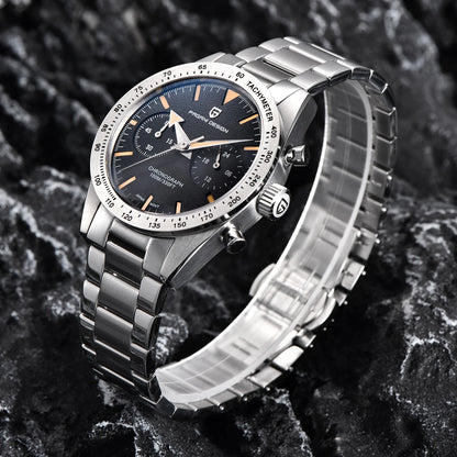 PAGANI DESIGN 2026 New Retro Mens Watches Moon Quartz Watch For Men Speed Sports Chronograph AR Sapphire VK64 Clock Reloj Hombre