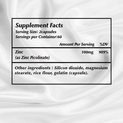 Zinc Picolinate Capsules - Boosts Immune Support, Sleep &amp; Energy