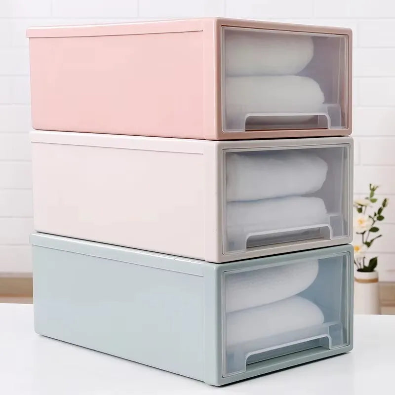 Stackable Quilt Storage Drawer Transparent Wardrobe Organizer Household Closet Storage Box Home Plastic Desktop Sundries Boxes