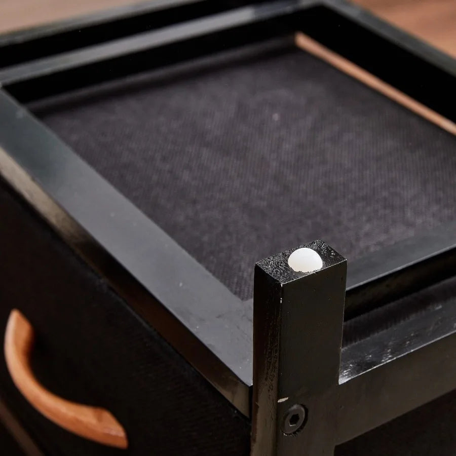 2 Drawer Dresser Storage Cabinet Wood Frame Storage Tower Chest Organizer Fabric