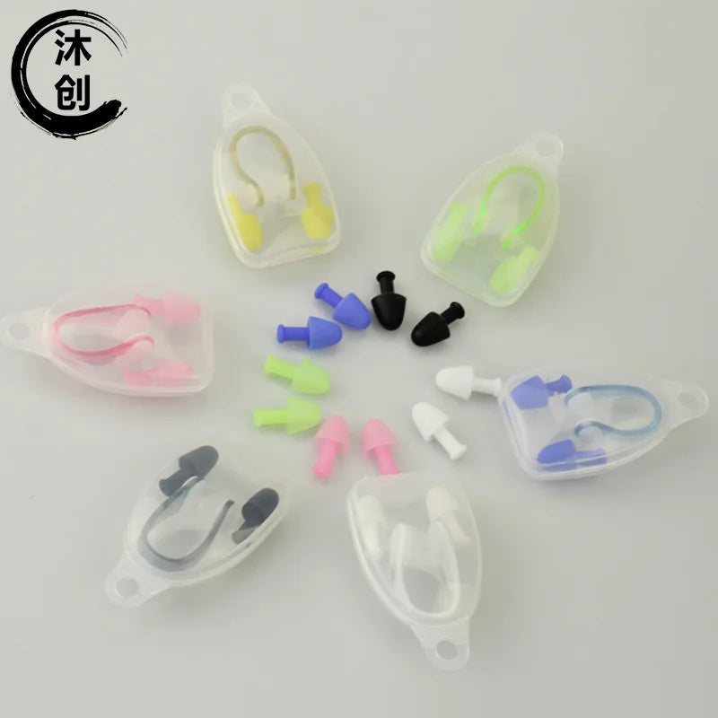 Swimming Earplugs and Nose Clip Set Swimming Supplies Pellet Nose Clip Warhead Earplugs and Nose Clip Single Random Color