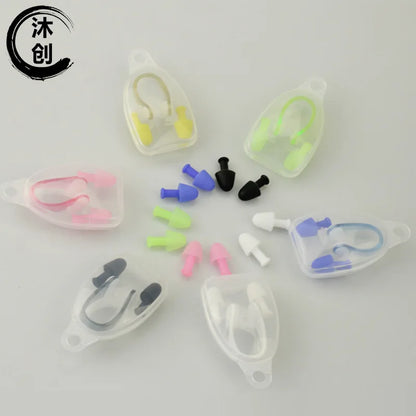 Swimming Earplugs and Nose Clip Set Swimming Supplies Pellet Nose Clip Warhead Earplugs and Nose Clip Single Random Color