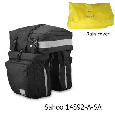 14892 14892SA SMountain Road Bicycle Bike 3 in 1 Trunk Bags Cycling Double Side Rear Rack Tail Seat Pannier Pack Luggage Carrier
