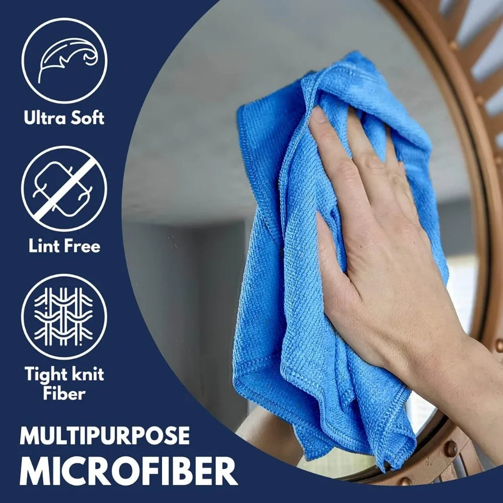 6-Pack Microfiber Cleaning Cloths - 11.5"x11.5" High Performance, Durable for 1200 Washes, Super Absorbent for Effective Grime a